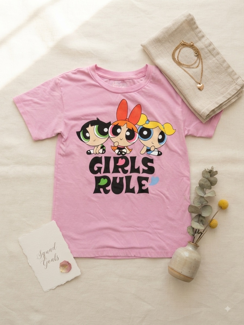 Girls Rule Powerpuff Pink Graphic Tee - Kids